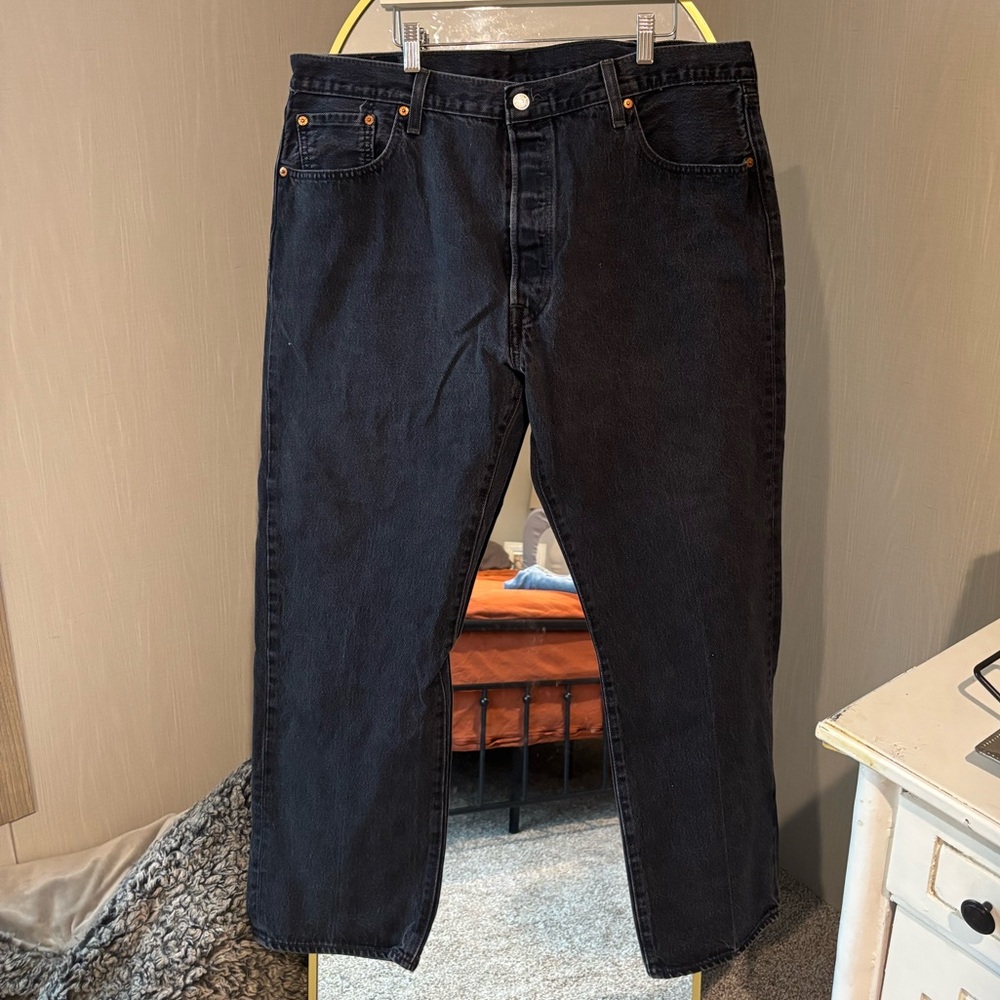 Levi Strauss Vintage 501 Black Denim Button Fly Jean